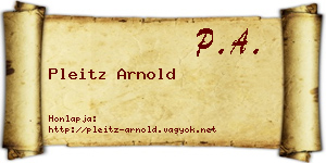 Pleitz Arnold névjegykártya